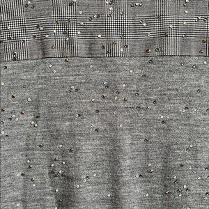 J.Crew Tippi Sweater in 100% Merino Wool Glen Plaid Yoke and Sequined Body Small